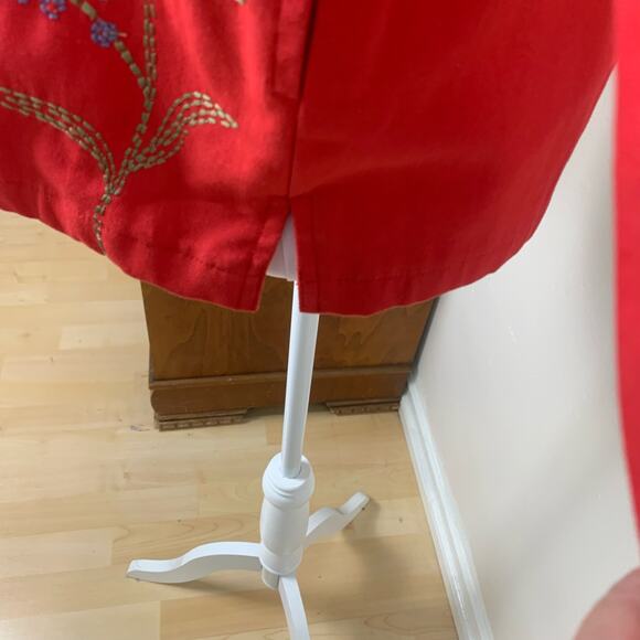 Coldwater Creek Size PM Petite Embroidered Floral Details Jacket Red Pockets - Picture 11 of 13